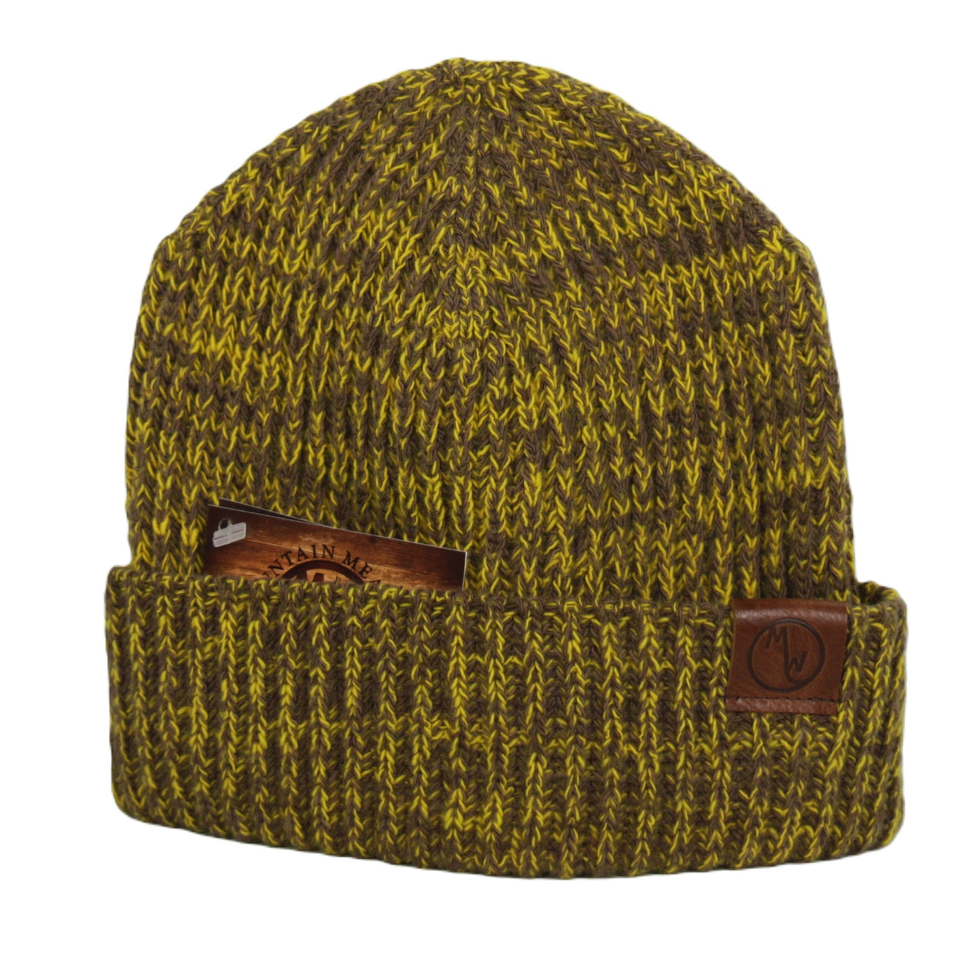 Marled Brown Gold Frontier Rib Cuff Wool beanie