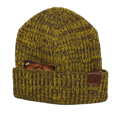 Marled Brown Gold Frontier Rib Cuff Wool beanie